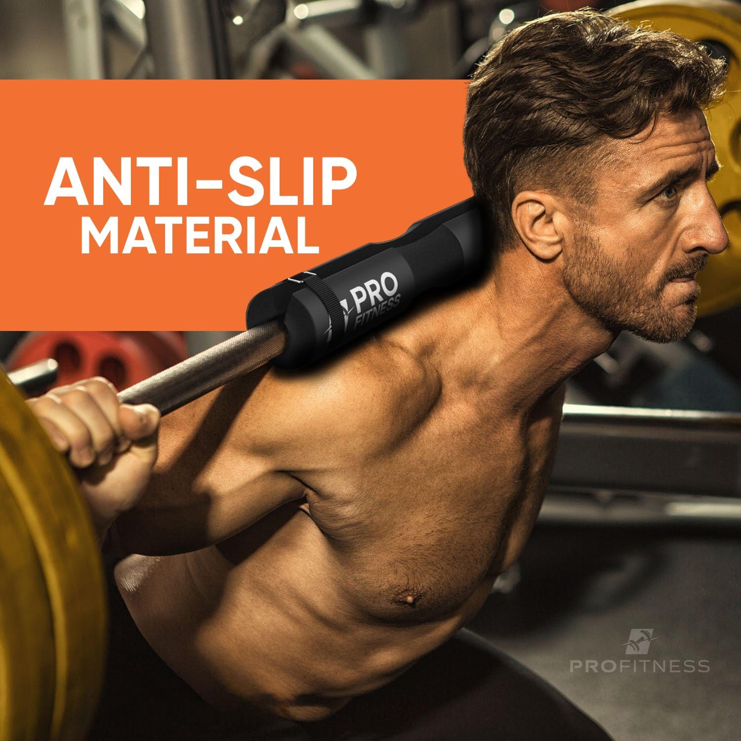 Black leather weightlifting belt with 'PROfitness' logo in front.